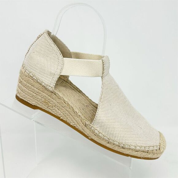 Tory Burch Women's White Cream Espadrille Wedge Sandals Size 9 Summer Casual - Picture 1 of 12